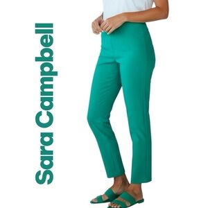 Sara Campbell Pants Green Side/Zip Slit/bottom Stretch Made/USA Pocket Sz 2 NWOT